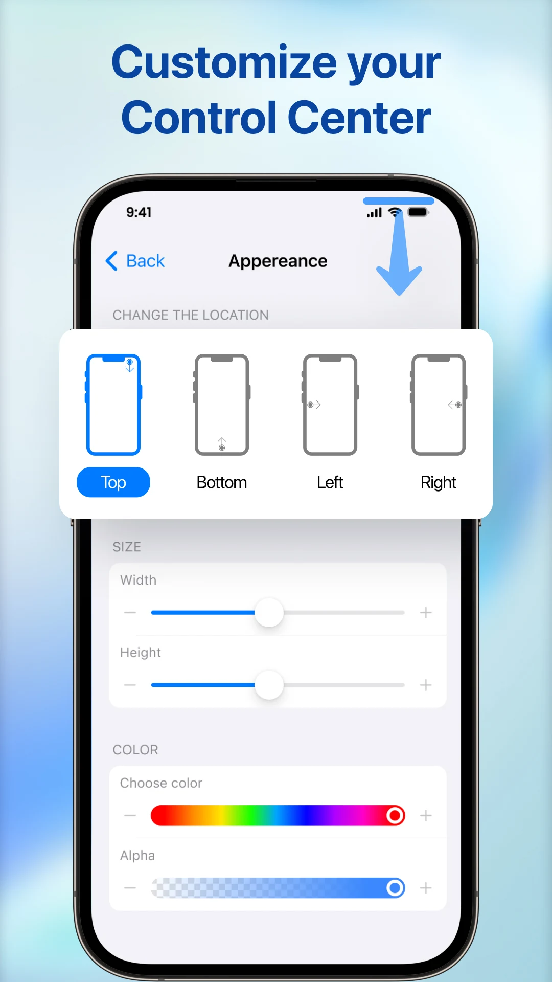 Control Center iOS 26 screenshot